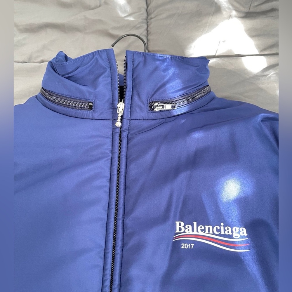 Balenciaga Mens Political Campaign Hooded Jacket
